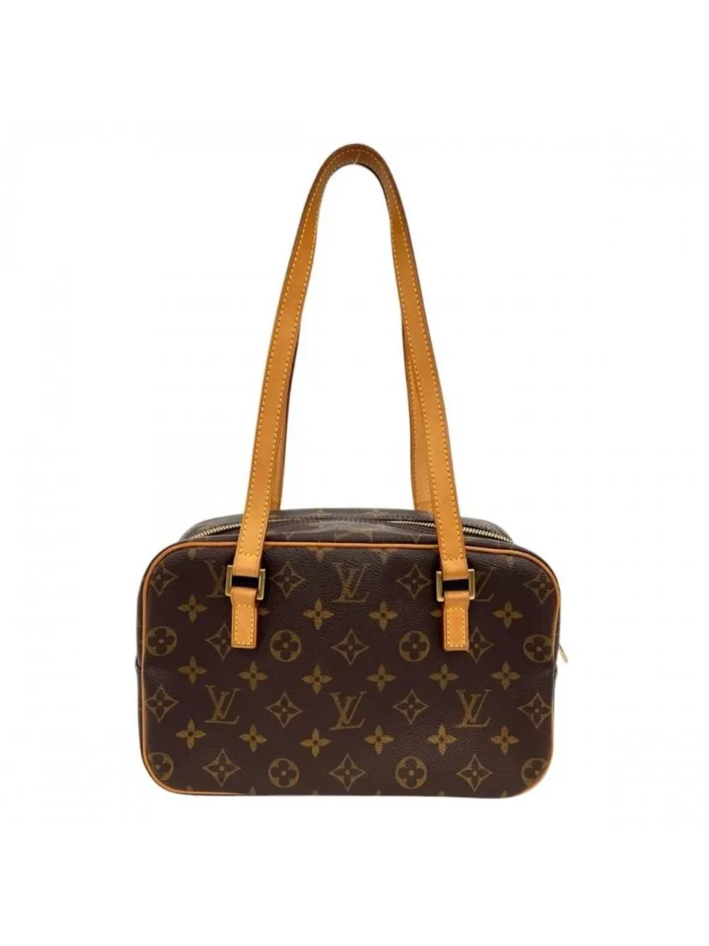 Louis Vuitton Cite MM Square Shoulder Bag Monogram Canvas Brown Gold